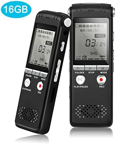 Digital Voice Recorder, 16GB Audio Sound Recorder Dictaphone with MP3 Player, Auto Saving File,Noise Reduction Voice Recorder for Lecture, Class, Meeting, Interviews,Speech