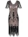 PrettyGuide Women's 1920s Dress Art Deco Sequin Fringed Flapper Dress L Black Beige primary