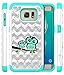 S7 Edge Case, Galaxy S7 Edge Case, Style4U Cute Owl Studded Rhinestone Crystal Bling Hybrid Armor Case Cover for Samsung Galaxy S7 Edge with 1 Style4U Stylus [White/Teal]