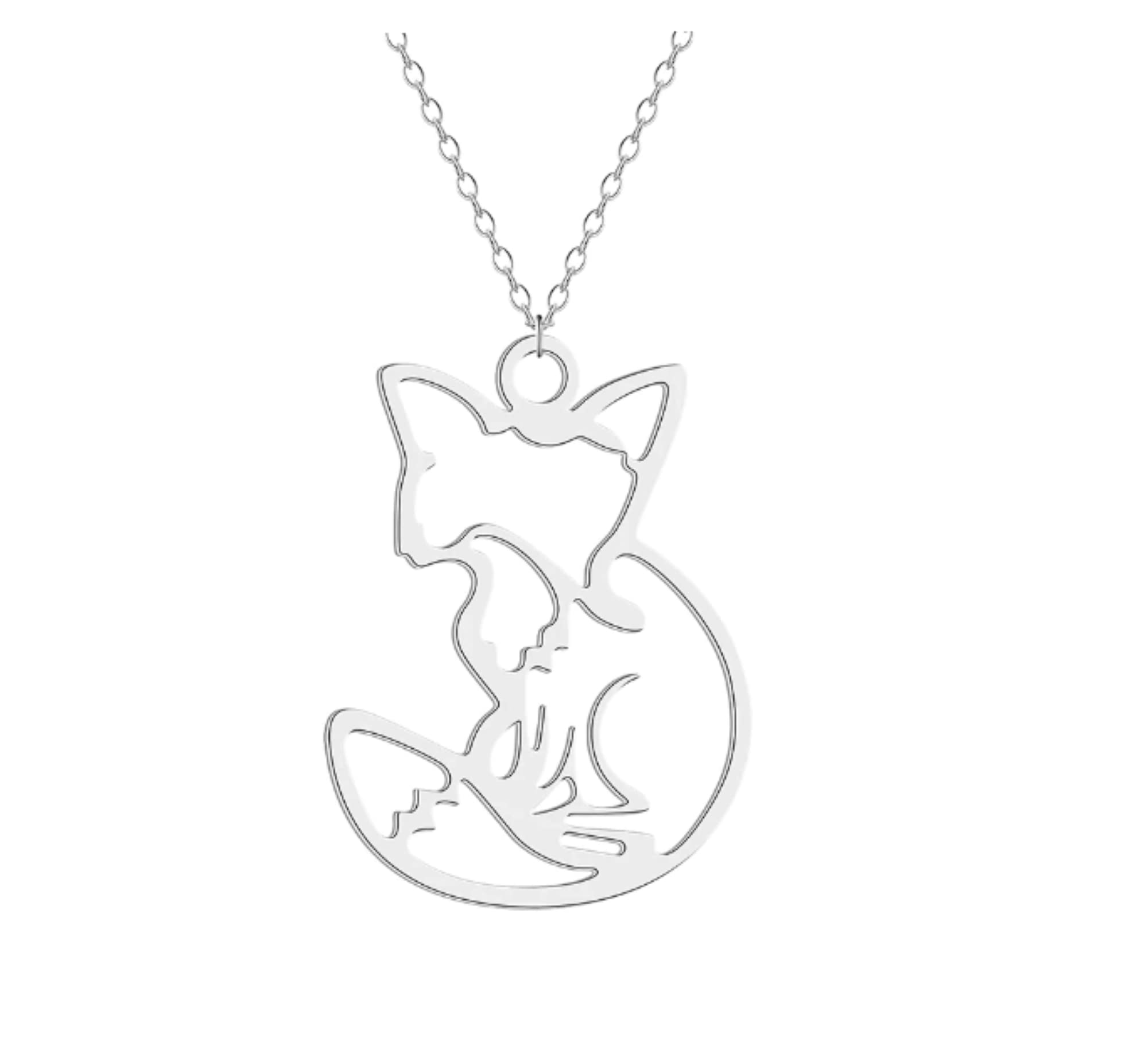 CrownOfRibbons Fox necklace pendant and chain, modern design