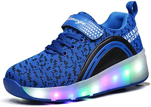 VMATE LED Light Up Roller Skate Shoes Blink Double Wheel Fashion Sports Flashing Sneaker Boys Girls Kid