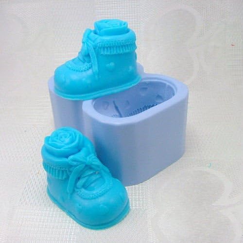 Pair of Shoes with Rose Flower Soap Mould Flexible Silicone Cookie Mold