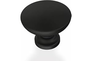 Franklin Brass - Fulton Matte Black Round Cabinet Knobs 1-3/16" Easy Install, Durable Hardware for Drawers, Dresser, Kitchen Cabinet Doors, and Furniture (10-Pack)