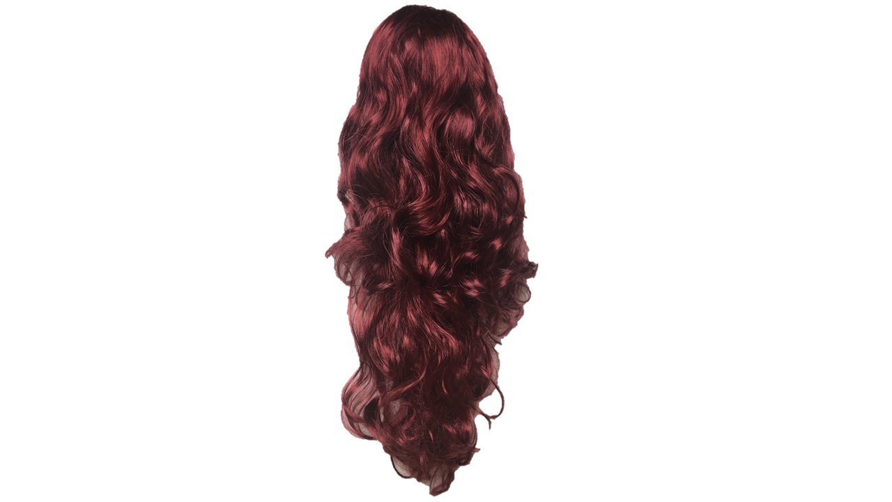 Long Wavy Wig Full Length Ladies Natural Fashion Cosplay Fancy Dress Party Halloween (Wine Red)