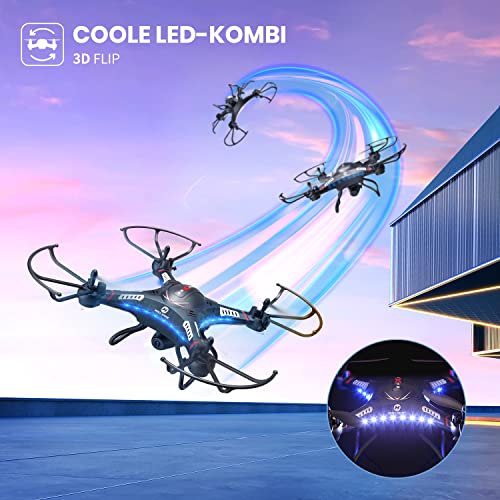 Holy Stone F183W Drohne mit Kamera 1080P für Kinder,RC Quadcopter mit 2 Akkus, WiFi FPV Live Übertragung,Handysteuerung,3D-Rollen,Not-Aus,Höhenhaltung,Kopflose Modus,One-Key-Start für Anfänger Jungen
