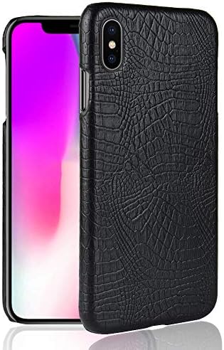 MOUNTAIN MEN for iPhone Xs Max Case, Luxury Classic Crocodile Pattern [Ultra] PU Leather Scratchproof PC Protected Hard Case Cover for iPhone Xs Max (Color : Black)