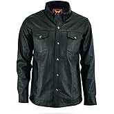 TackField Men's Premium Ultra-Soft Sheepskin Leather Shirt Jacket – Lightweight,