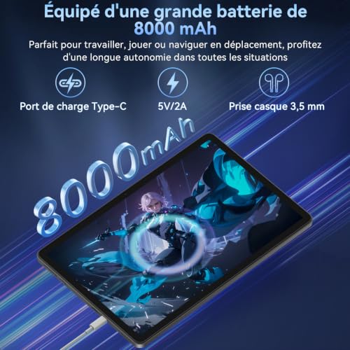 11 Inch Android Tablet with Gemini AI|T7250 Octa-Core | 32GB RAM + 128GB ROM (2TB TF)| IPS FHD 1920x1200|GPS | Widevine L1|8000mAh|16MP + 8MP Camera|WiFi 5.8G and 2.5G .4G | BT 5.0|GPS (Grey)
