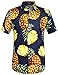SSLR Men's Pineapple Button Down Short Sleeve Casual Hawaiian Shirt