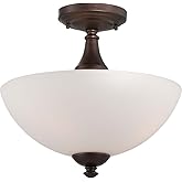 Nuvo Lighting 60/5144 Patton Three Light Semi-Flush Dome 60 Watt A19 Max. Frosted Glass Prairie Bronze Fixture
