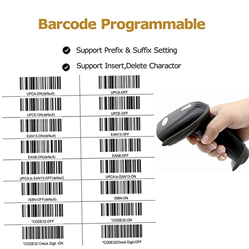 WoneNice 433Mhz Wireless Portable Barcode Scanner Barcode Reader with