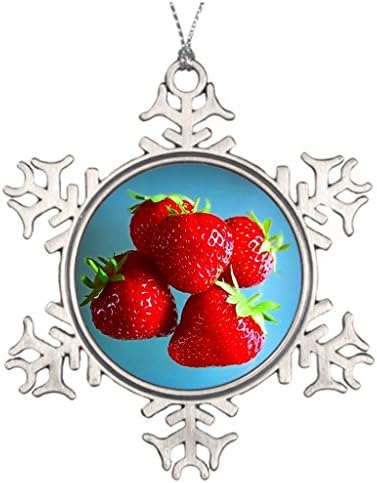 Xmas Trees Decorated Strawberries Photo Family Snowflake Ornament