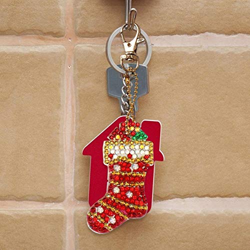 DIY Diamond Painting Keychain Christmas Gift Key Ring Full Drill Mosaic Making Diamond Painting Pendant for Art Craft Key Ring Phone Charm Bag Decor(4 Pack) - Thumbnail 6