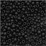 Toho Round Seed Beads 11/0 #49F 'Opaque Frosted Jet' 8 Gram Tube