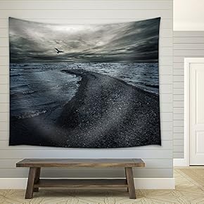 Stormy Sky Over Dark Sea. - Fabric Wall Tapestry Home Decor - 51x60 inches
