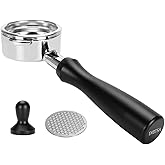 DIBTSA 58mm Bottomless Portafilter Compatible with Nuova Simonelli, Included 304 Stainless Steel Filter Basket and Puck Screen, Anodized Aluminum Handle, Black