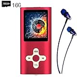 Mp3 Player/Music Player,EVASA with a 16 GB TF Card, Maximum support 32GB,Portable Digital Music Player/Video/Voice record/FM Radio/E-Book Reader/Photo Viewer,Ultra Slim 1.8''Screen (Deep rosered)