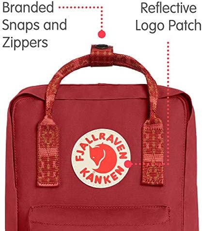 kanken mini deep red folk pattern