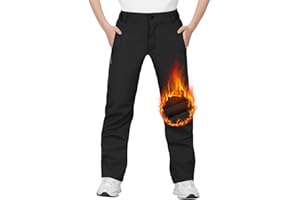 Doruro Boys Soft Shell Pants Winter Hiking Pants Warm Waterproof Ski Trousers