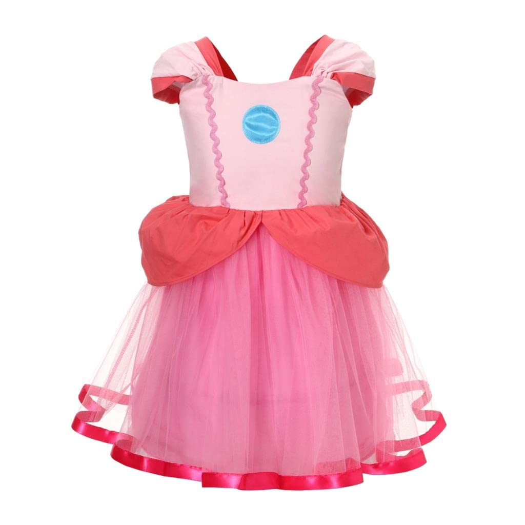 Lito Angels Princess Peach Fancy Dress Up Costume for Baby Girls Age 0-3 Months, Hot Pink (Tag Number 60)