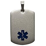 Customized Laser Engraved in the USA Medical Alert Pendant without chain - 8 Lines Personalized