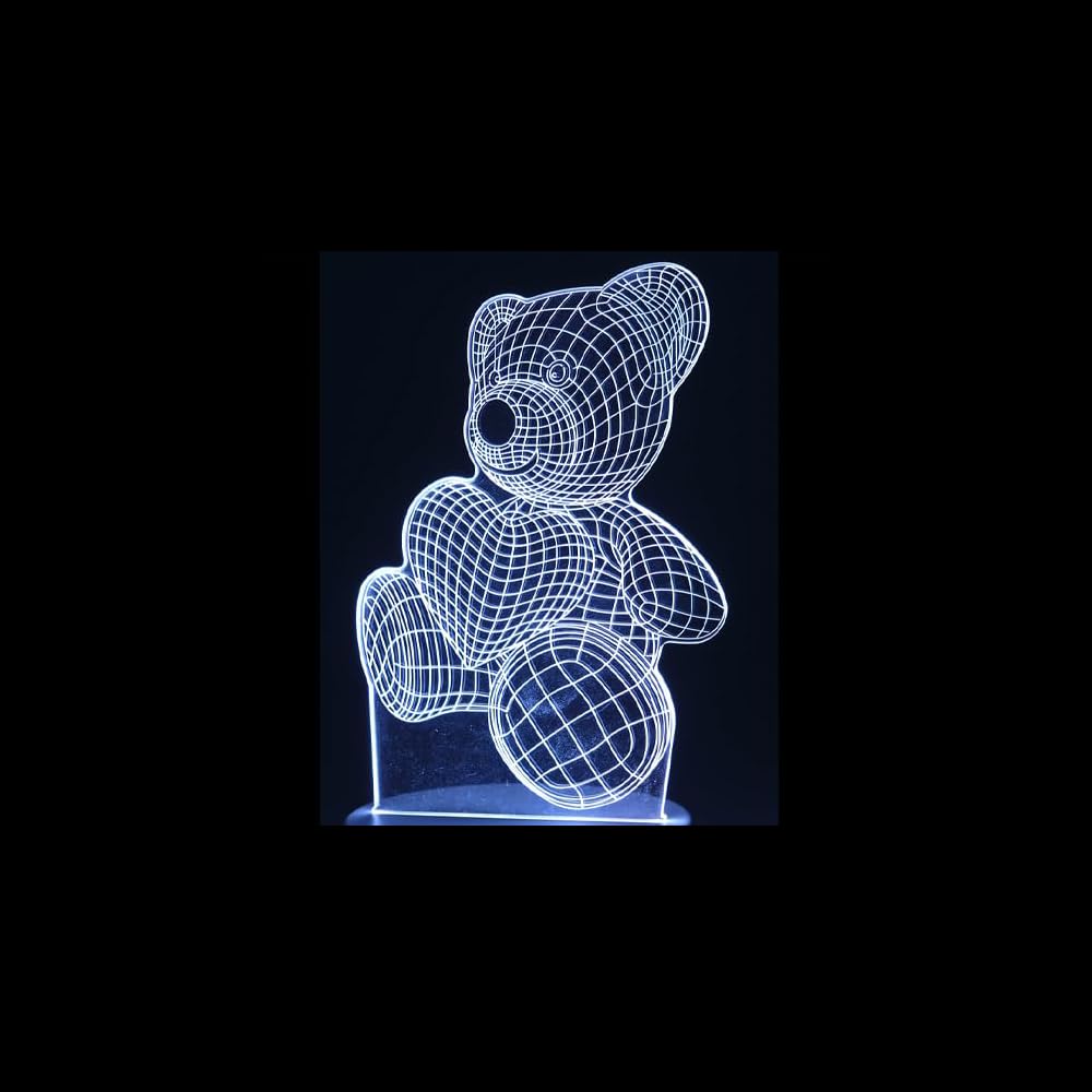 zalati Night Light 3D Night Lamp 7 Colors USB Cable Powered Supply Touch Key for Kids Bed Living Room Decor Gifts - Bear with Heart