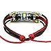 Real Spark Tribal Flower Beads Strand Metal Spliced Leather Wrap Bracelet, Blue