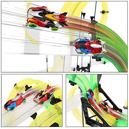 Racing Track Car Toys, Elec3 DIY Rail Car Race Track Set 171pcs 38.7ft 2 Cars 2 Hand-Operated Controllers, 3D Super Track Car Playset for Birthday Party Festival Gift Educational Toys for Children