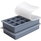 2 Tbsp Silicone Freezer Molds - Perfect for Storing Garlic, Herbs, Ginger, Pesto, Tomato Paste, Lemon Juice, Purees and More - Silicone Food Freezer Tray(Blue 2 Pack)