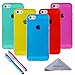 Wisdompro Case for iPhone 5, Bundle of 5 Pack Clear Jelly Colorful Soft TPU Gel Protective Case Cover for iPhone SE 2016, for iPhone 5s, for iPhone 5 (Blue, Aqua Blue, Hot Pink, Yellow, Red)