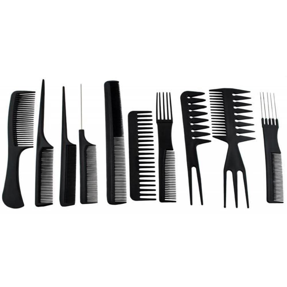 comb set 10 pieces Hairdresser Accessories Black Transparent Bag Professional 2568