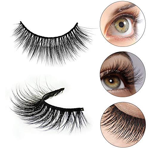 3D Fake Eyelashes, 4 Pairs Reusable 3D Handmade False Eyelashes Set for Natural Look with False Lashes Tweezers