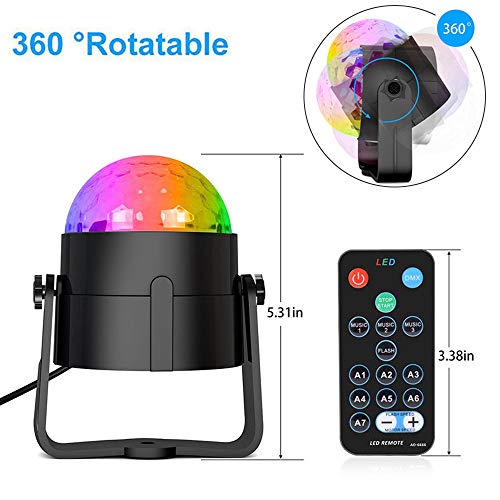 Party Lights Disco Ball Disco Lights, TONGK 7 Colors Dj Lighting Led Strobe Light Sound Activated Stage Lights Effect Dj Equipment With Remote Control with Kids Festival Birthday Xmas Wedding Bar Club - Thumbnail 4