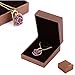 ZJchao 24K Women Purple Gold Rose Pendant Necklace Gift for Her Plated Rhinestone Heart Shaped Present for Wife Girlfriend Valentine's Day, Great Anniversary, Birthday, Wedding