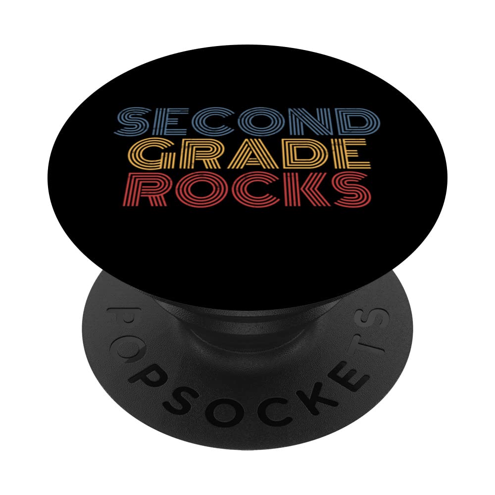 Second Grade Rocks 2nd Grade Rocks Teacher Student retro PopSockets Swappable PopGrip