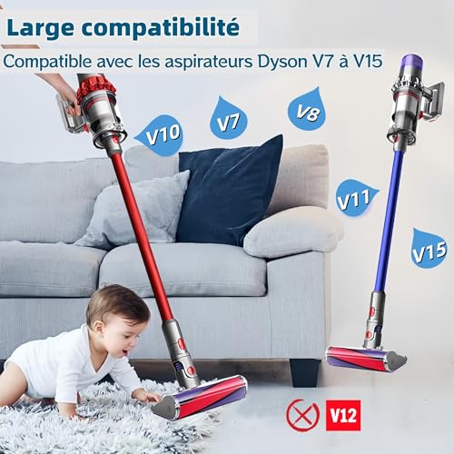 Soft Roller Brush Head For Dyson V7 V8 V10 V11 V15 Motorized Replacement Accessory For Dyson SV10 SV11 SV12 SV14 Cordless Vacuum Cleaner Parquet Hard Floors Pet Hair Brush