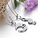 COPAUL Fashion Jewelry Stainless Steel Music Note Engraved Couple Best Friend Puzzle pendant Necklace Sets,White Color