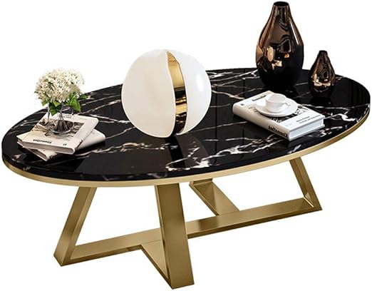 Amazon De Dxjni Gold Schmiedeeisen Couchtisch Nordic Oval Marmor Tischplatte Tablett
