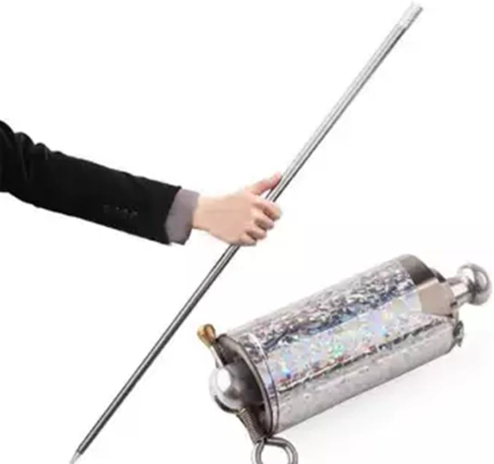 Fantastic Silent Pro Magic Tricks Cane Metal Silver Magic Wand Party Gift, Appearing Cane Metal Magic Close up Illusion Silk to Wand Tricks
