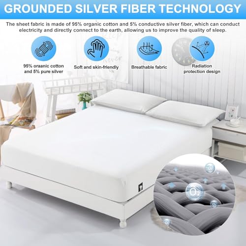 Conductive Ground Sheet, Grounding Bed Sheet, Floor Mat according to EU Standard, with 5% Silver Fibre and 95% Organic Cotton, for Sleep Better Energy Recovery (200 x 200 cm)