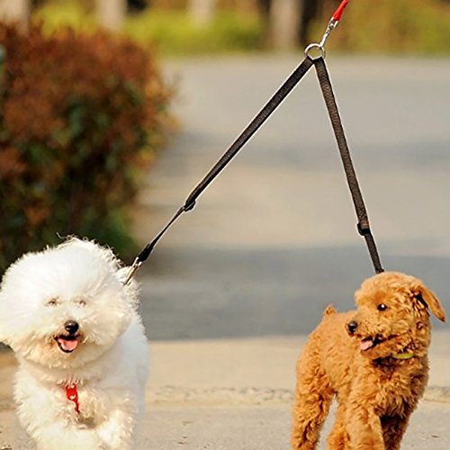 THAWxe Dual Lines Traction Rope, Durable High Tenacity Dual Lines Extension Traction Rope Pet Walking Lead Leash - Black