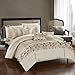 Chic Home 10 Piece Samson Rouching Pleated Ruffles Complete Queen Bed In a Bag Comforter Set Beige Sheets set and Deocrative pillows included