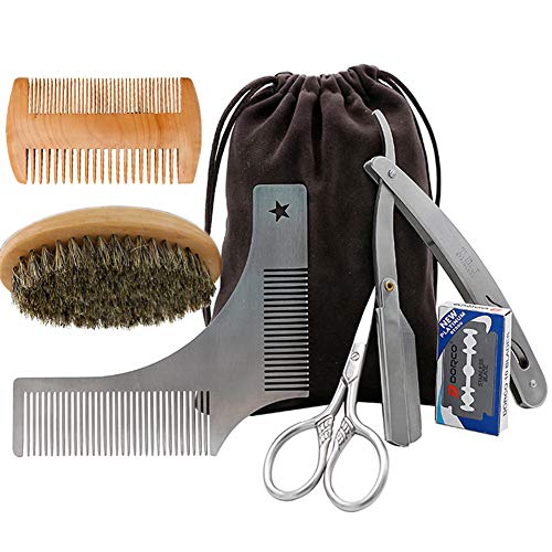 beard grooming kit with straight razor
