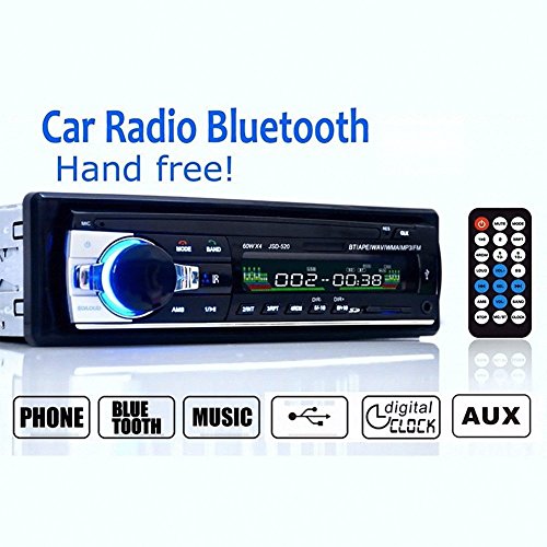 Radio Coche Bluetooth Estéreo AM FM In-Dash USB SD Reproductor Audio MP3 WMA APE FLAC WAV Pantalla LCD