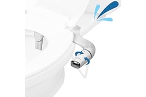 GenieBidet Bidet Attachment for Toilet - Ultra-Slim Left Handed Hygienic Bidet Attachment For Existing Toilets - Bidet Toilet Seat Attachment with Pressure Controls - Travel Bidet Included
