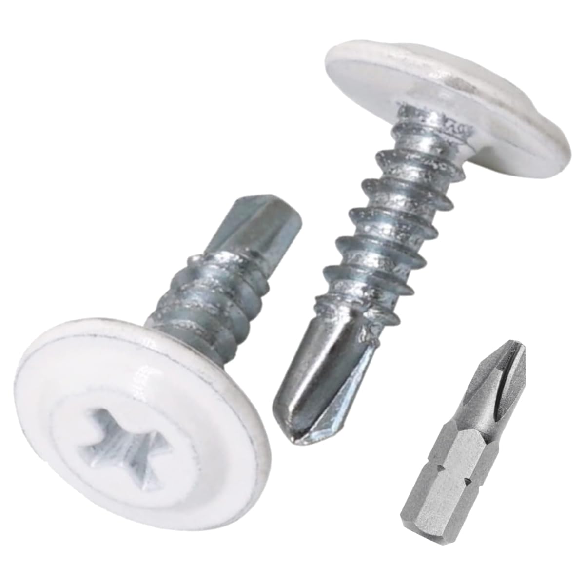 SKIR'CO (Pack of 150 pcs) Painted 4.2 x 16 mm Self Drilling Screws, Phillips Modified Truss Head, Sheet Metal Screw, Wafer Head (150, Pure White RAL 9010)