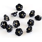 GANSSIA 80PCS Flower Shape Buttons 15/32 Inch (11.5mm) Black Resin Button for Sewing Blouse Shirt DIY Scrapbooking Crafts