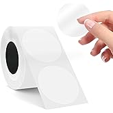 SUPVAN T50M Series Label Maker Tape, Black on Transparent Round Size Φ 2'' 140 Labels/Roll Genuine Laminated Thermal Label Tape Refill, Waterproof Oilproof Highly Adhesive Auto Detect Labels