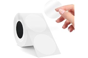 SUPVAN T50M Series Label Maker Tape, Black on Transparent Round Size Φ 2'' 140 Labels/Roll Genuine Laminated Thermal Label Tape Refill, Waterproof Oilproof Highly Adhesive Auto Detect Labels