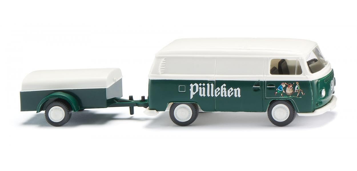 Wiking 030005 H0 Volkswagen T2 Box Truck with Trailer Pülleken Green White Gauge HO 1:87